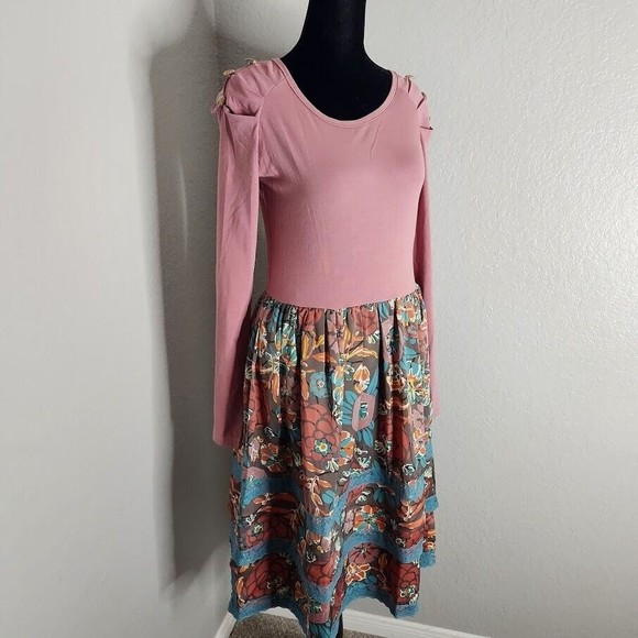 Matlida Jane You and Me Mona Ballet Dress Size Small Pink Floral Long Sleeve - Picture 3 of 12